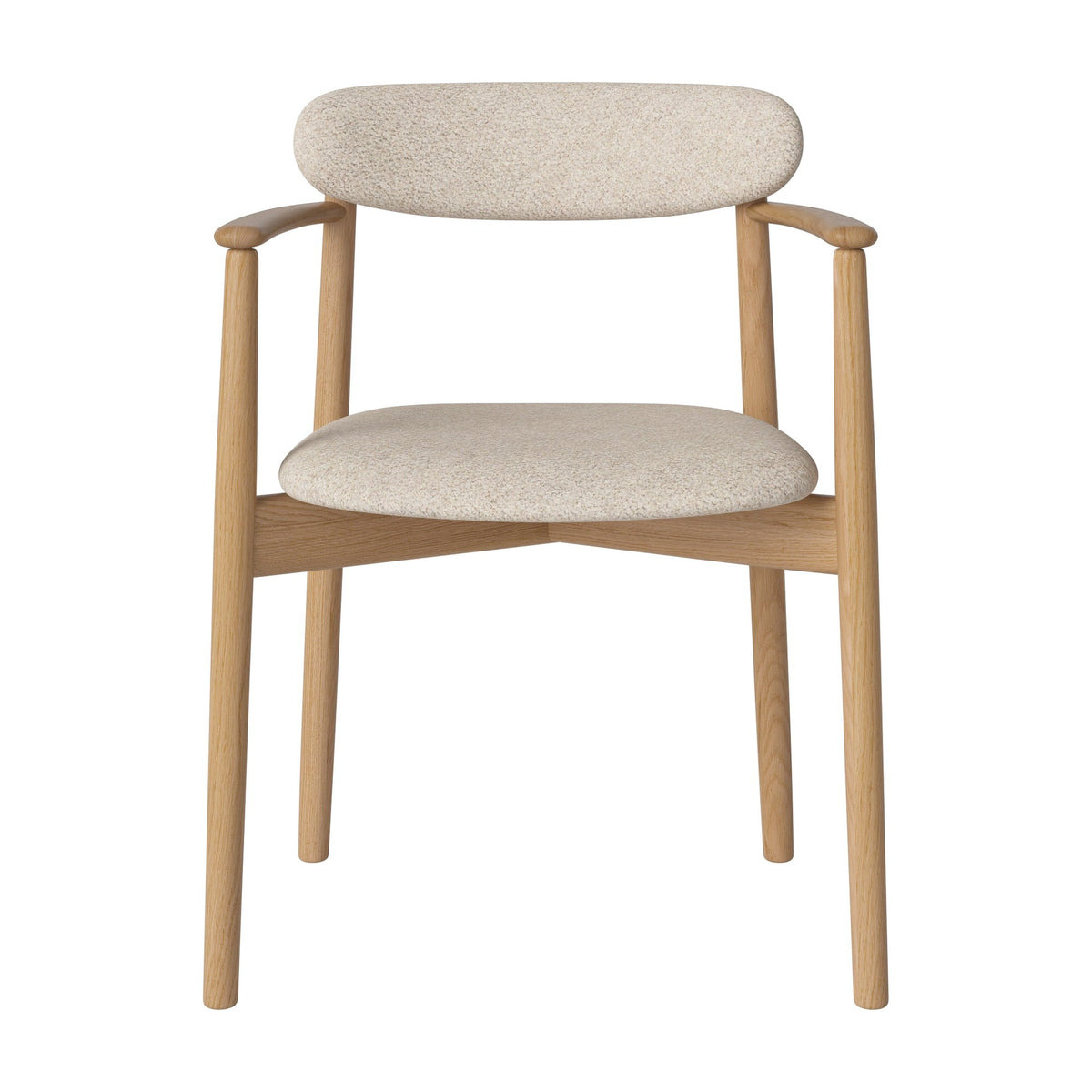 Bolia Merge eetkamerstoel met armleuning, gestoffeerde zitting en rug monza - bouclé, beige, geolied eiken, 02-119-08_00042