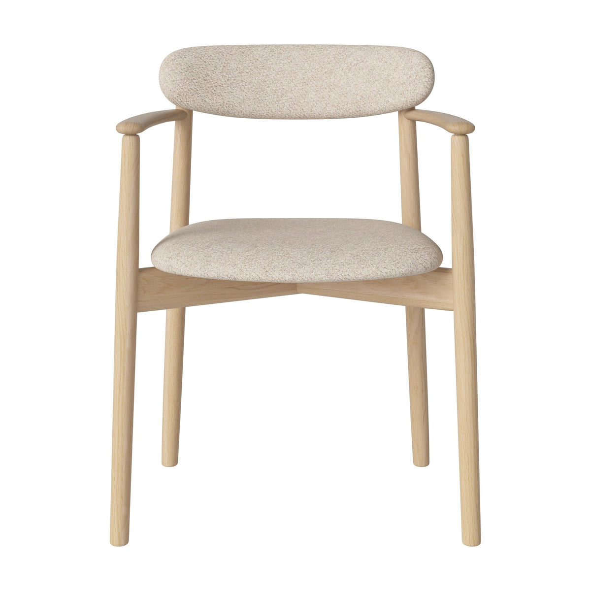 Bolia Merge eetkamerstoel met armleuning, gestoffeerde zitting en rug monza - bouclé, beige, wit gepigmenteerd geolied eiken, 02-119-08_00043