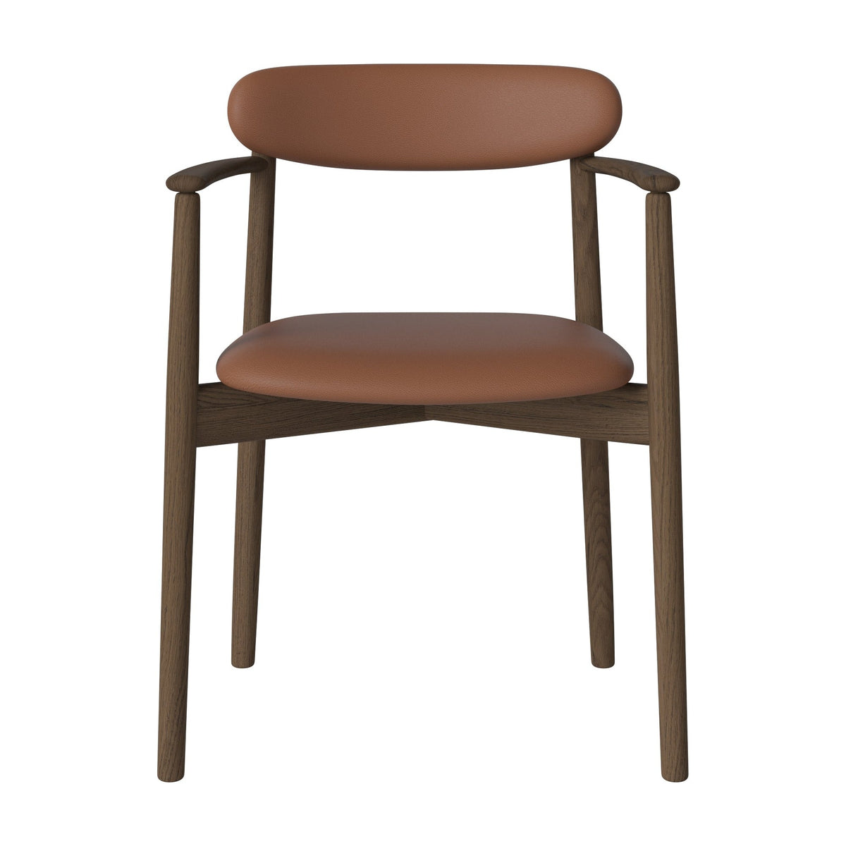 Bolia Merge eetkamerstoel met armleuning, gestoffeerde zitting en rug sydney - leer, cognac, donker geolied eiken, 02-119-08_00079