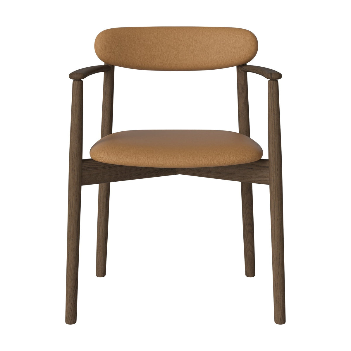 Bolia Merge eetkamerstoel met armleuning, gestoffeerde zitting en rug sydney - leer, light cognac, donker geolied eiken, 02-119-08_00080