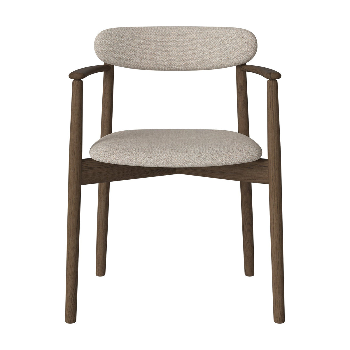 Bolia Merge eetkamerstoel met armleuning, gestoffeerde zitting en rug memory - bouclé, beige, donker geolied eiken, 02-119-08_00083