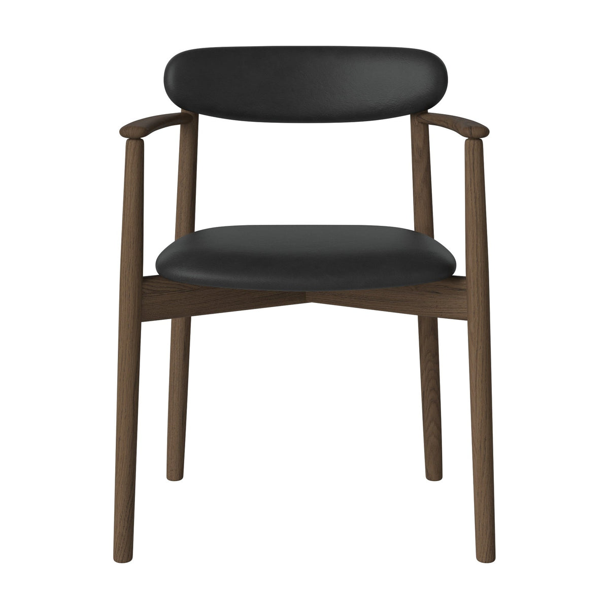 Bolia Merge eetkamerstoel met armleuning, gestoffeerde zitting en rug sydney - leer, black, donker geolied eiken, 02-119-08_00087