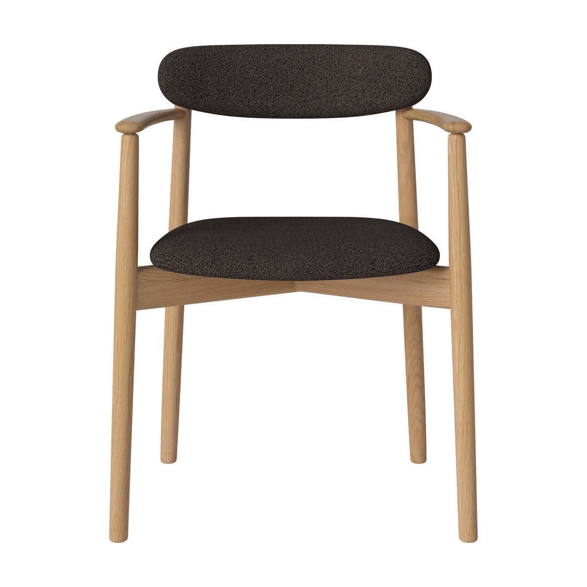 Bolia Merge eetkamerstoel met armleuning, gestoffeerde zitting en rug adria - bouclé, brown, geolied eiken, 02-119-08_00113