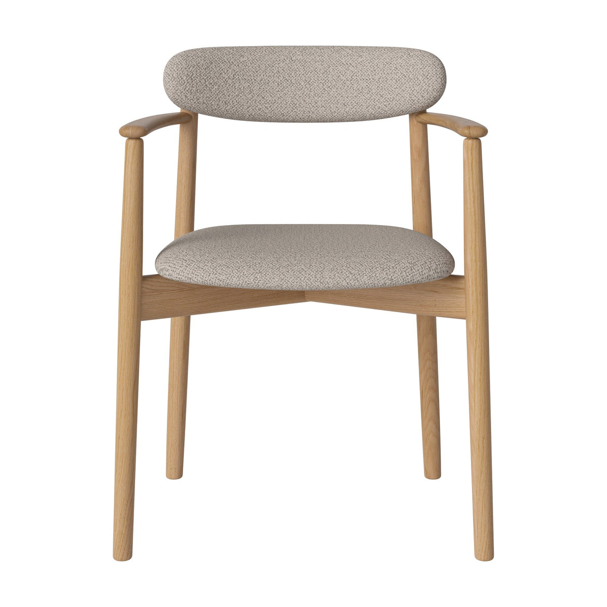 Bolia Merge eetkamerstoel met armleuning, gestoffeerde zitting en rug adria - bouclé, sand, geolied eiken, 02-119-08_00121