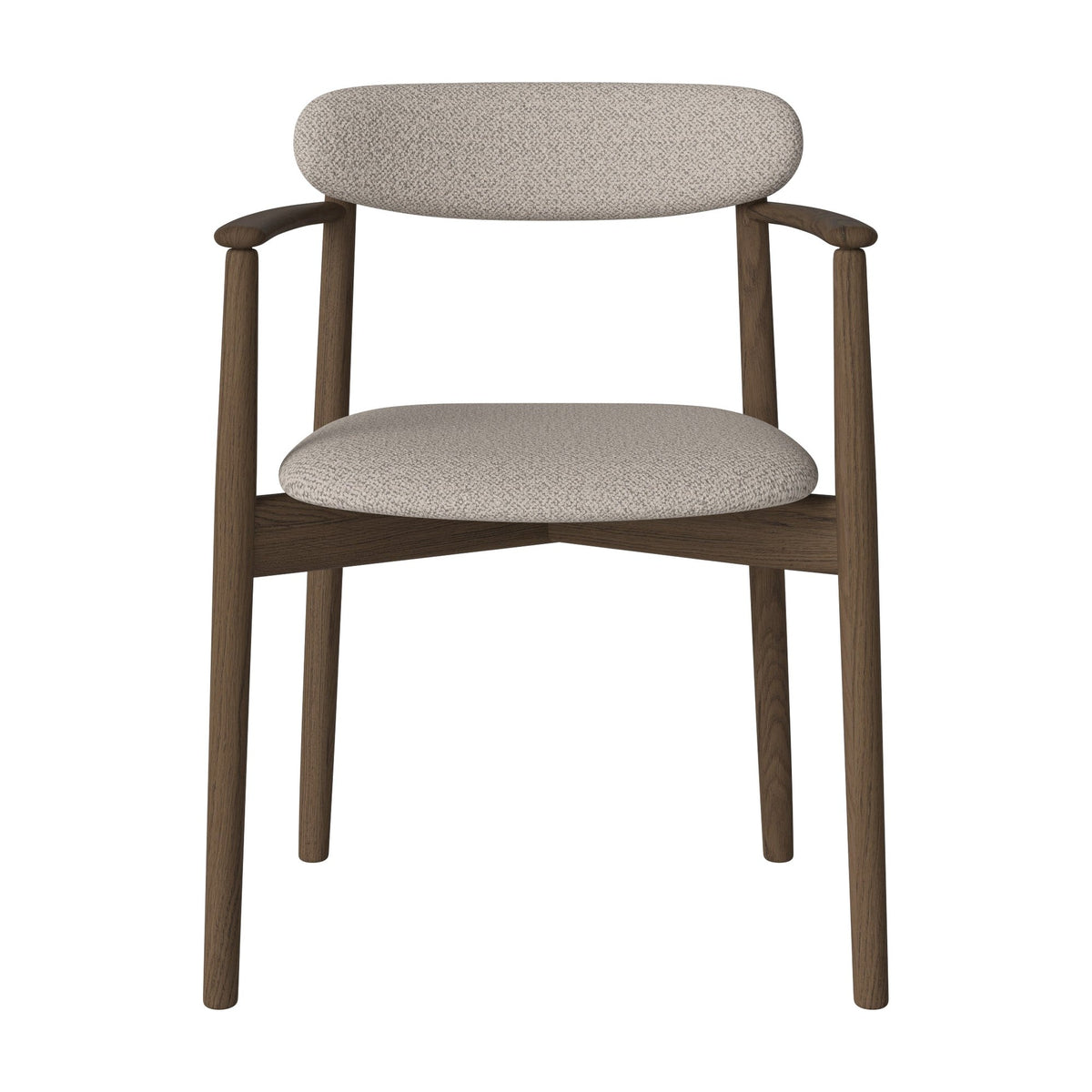Bolia Merge eetkamerstoel met armleuning, gestoffeerde zitting en rug adria - bouclé, sand, donker geolied eiken, 02-119-08_00124