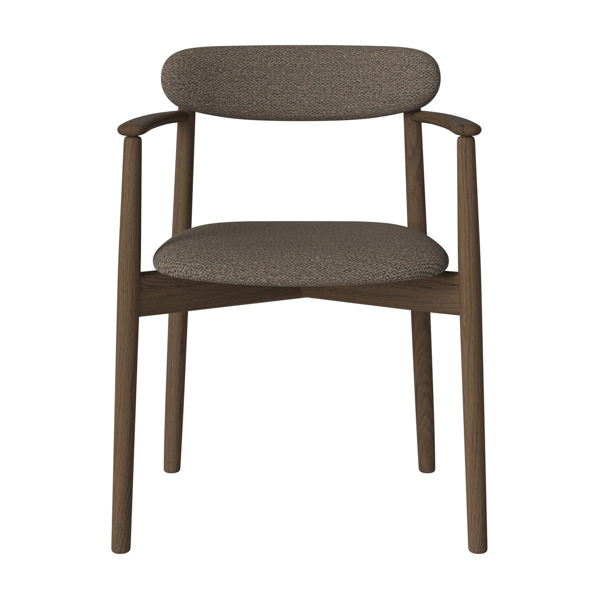 Bolia Merge eetkamerstoel met armleuning, gestoffeerde zitting en rug memory - bouclé, light brown, donker geolied eiken, 02-119-08_00128