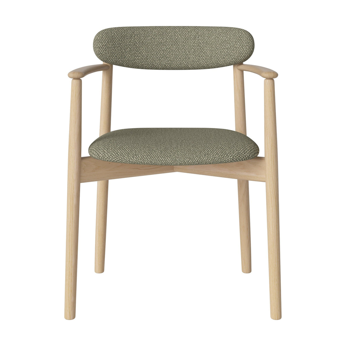 Bolia Merge eetkamerstoel met armleuning, gestoffeerde zitting en rug monza - bouclé, green, wit gepigmenteerd geolied eiken, 02-119-08_00130