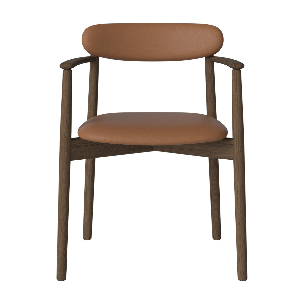 Bolia Merge eetkamerstoel met armleuning, gestoffeerde zitting en rug sydney - leer, bourbon, donker geolied eiken, 02-119-08_00149