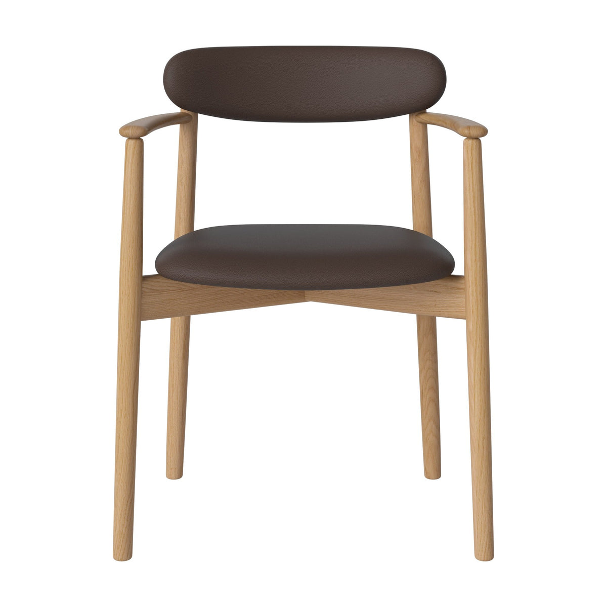 Bolia Merge eetkamerstoel met armleuning, gestoffeerde zitting en rug sydney - leer, brown, geolied eiken, 02-119-08_00151