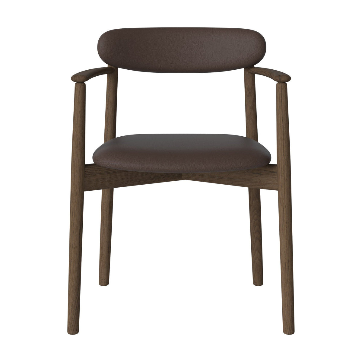 Bolia Merge eetkamerstoel met armleuning, gestoffeerde zitting en rug sydney - leer, brown, donker geolied eiken, 02-119-08_00156