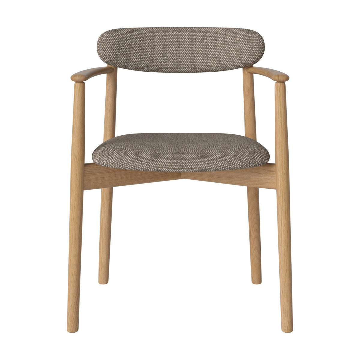 Bolia Merge eetkamerstoel met armleuning, gestoffeerde zitting en rug monza - bouclé, light brown, geolied eiken, 02-119-08_00169