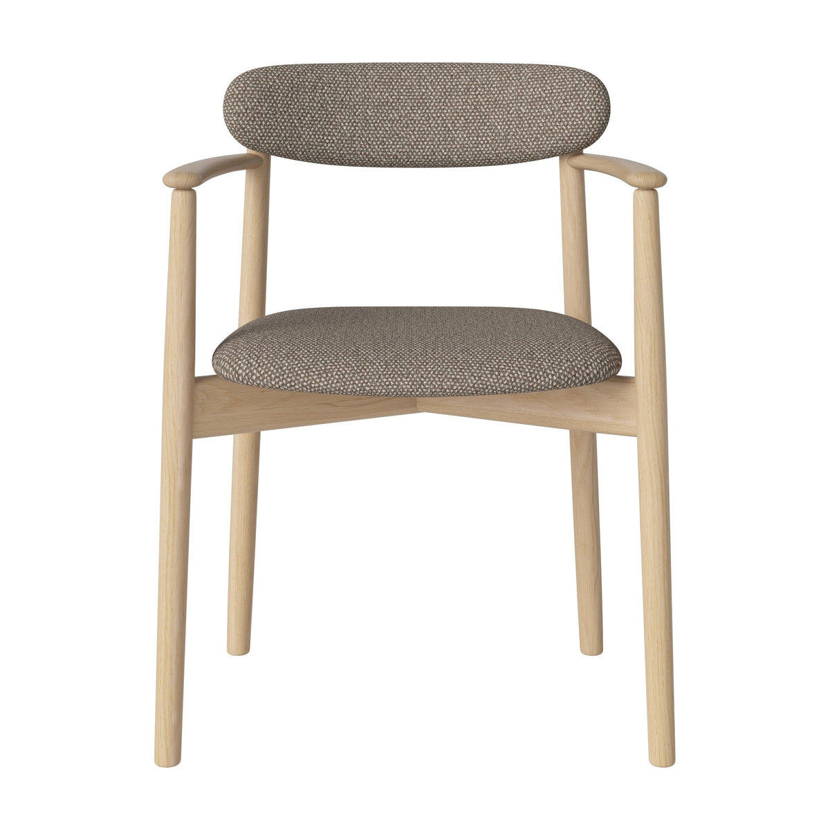 Bolia Merge eetkamerstoel met armleuning, gestoffeerde zitting en rug monza - bouclé, light brown, wit gepigmenteerd geolied eiken, 02-119-08_00170