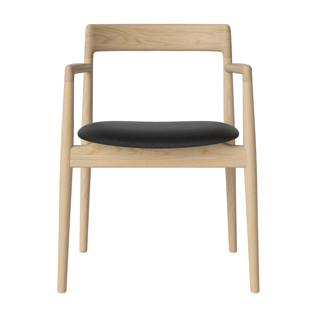 Bolia Calma eetkamerstoel met armleuningen quattro - leer, black, wit gepigmenteerd geolied eiken, 02-141-01_00003