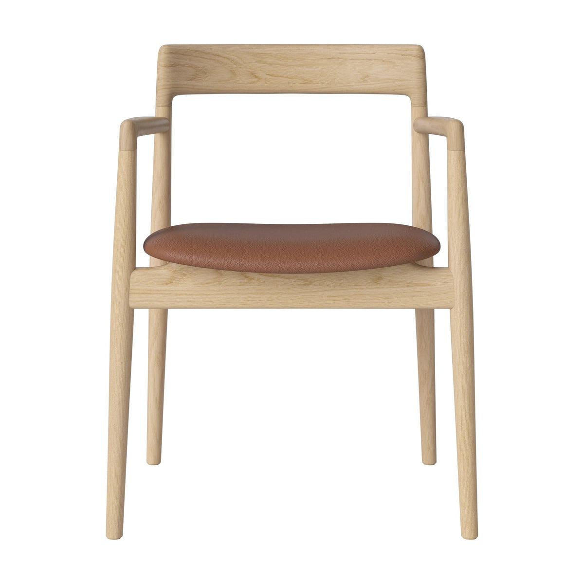 Bolia Calma eetkamerstoel met armleuningen quattro - leer, cognac, wit gepigmenteerd geolied eiken, 02-141-01_00004