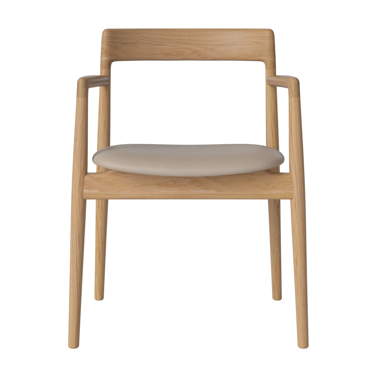 Bolia Calma eetkamerstoel met armleuningen quattro - leer, sand, geolied eiken, 02-141-01_00049