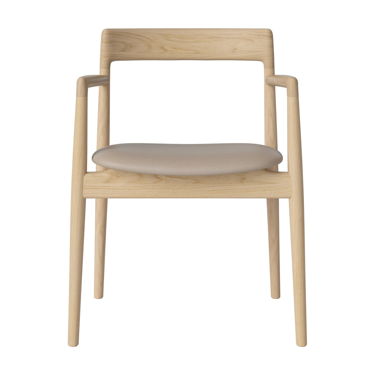 Bolia Calma eetkamerstoel met armleuningen quattro - leer, sand, wit gepigmenteerd geolied eiken, 02-141-01_00051