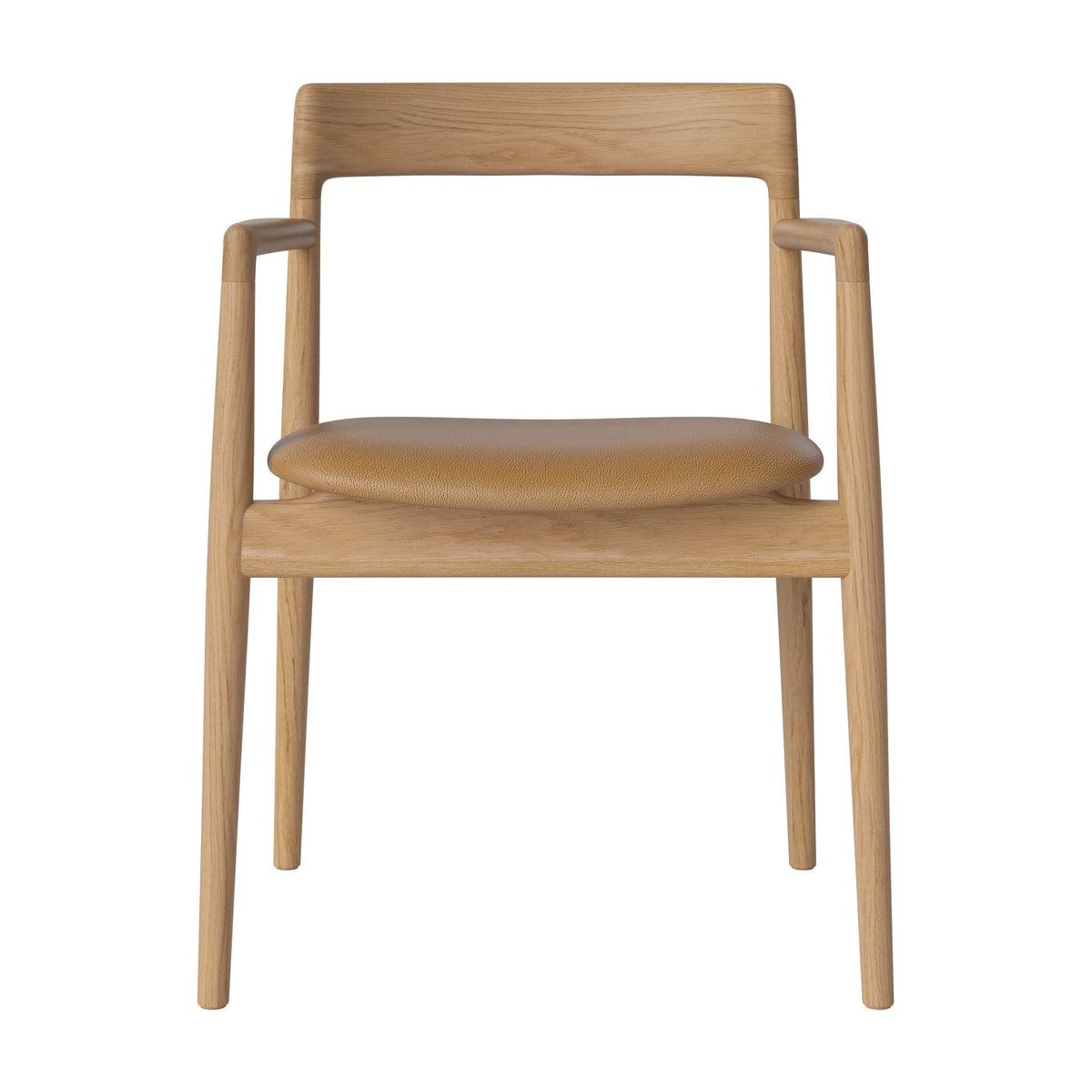 Bolia Calma eetkamerstoel met armleuningen quattro - leer, light cognac, geolied eiken, 02-141-01_00079