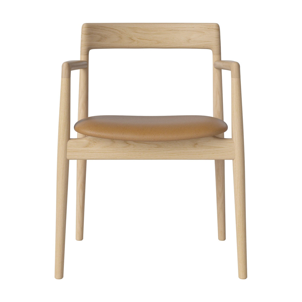 Bolia Calma eetkamerstoel met armleuningen quattro - leer, light cognac, wit gepigmenteerd geolied eiken, 02-141-01_00081