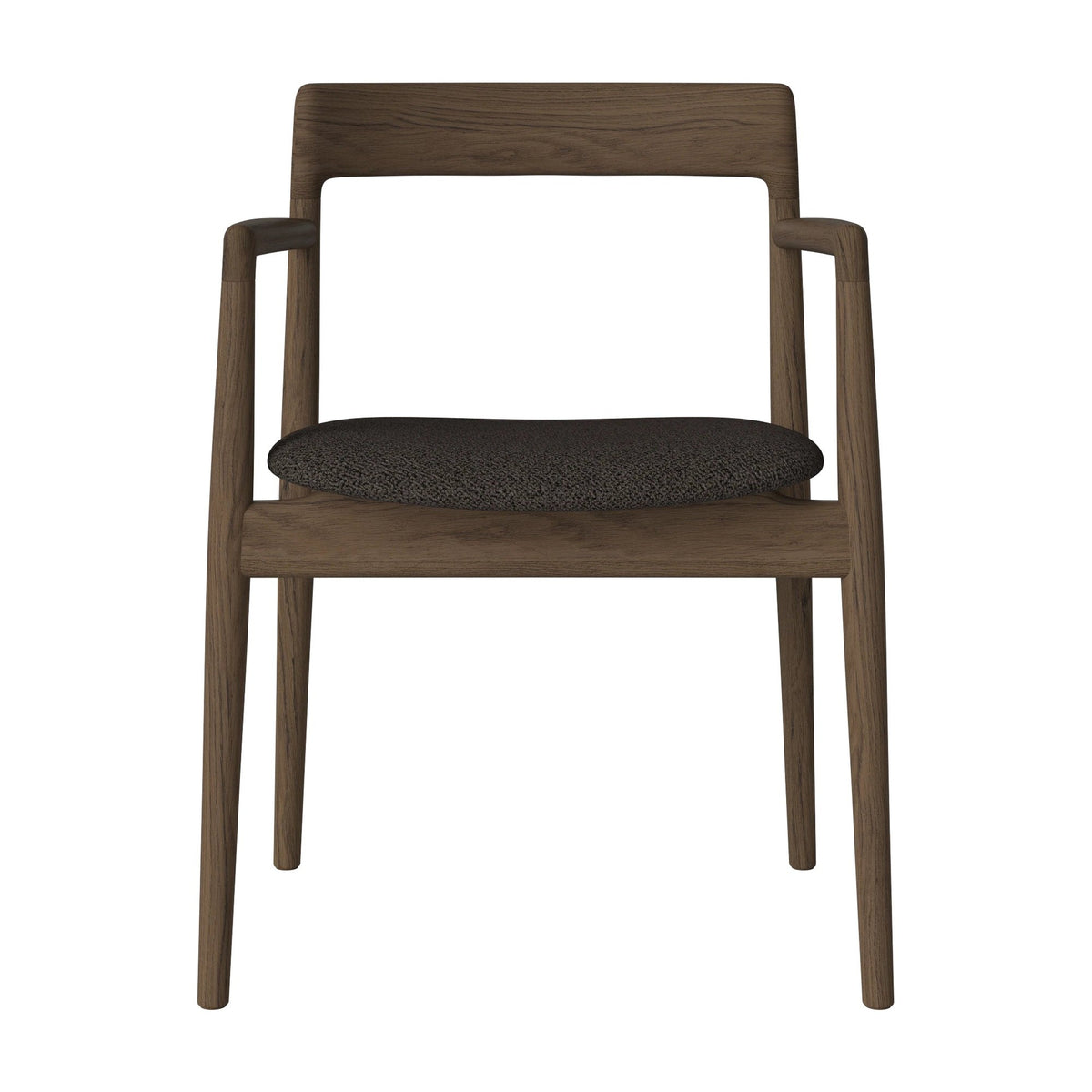 Bolia Calma eetkamerstoel met armleuningen adria - bouclé, brown, donker geolied eiken, 02-141-01_00087