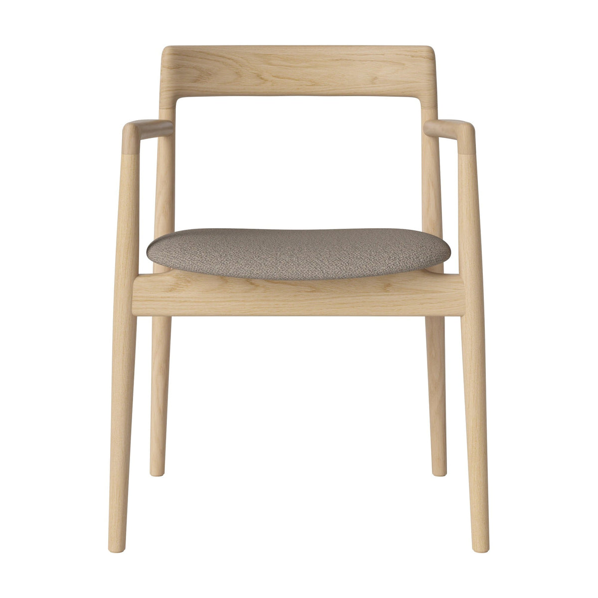 Bolia Calma eetkamerstoel met armleuningen adria - bouclé, dark beige, wit gepigmenteerd geolied eiken, 02-141-01_00089