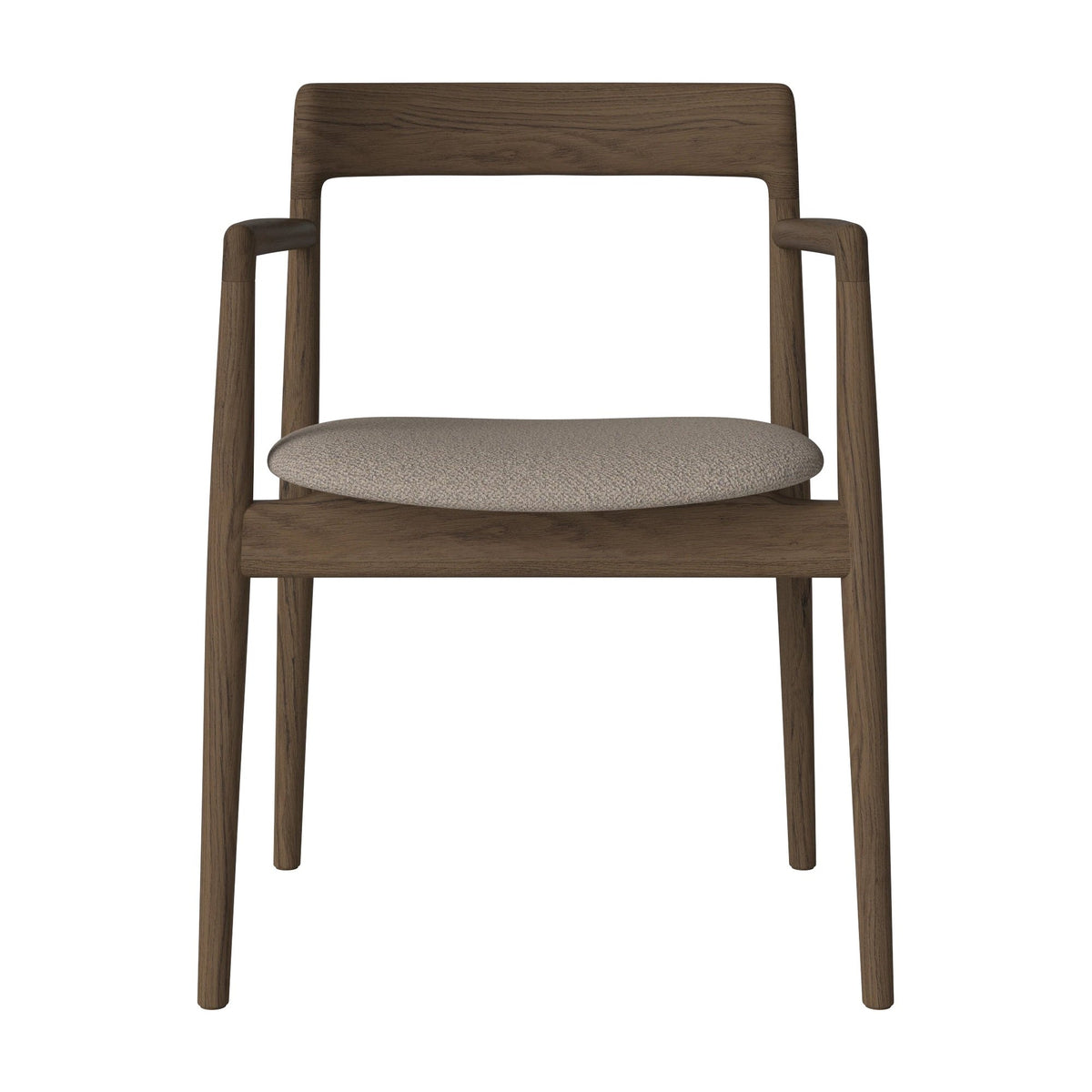 Bolia Calma eetkamerstoel met armleuningen adria - bouclé, dark beige, donker geolied eiken, 02-141-01_00090
