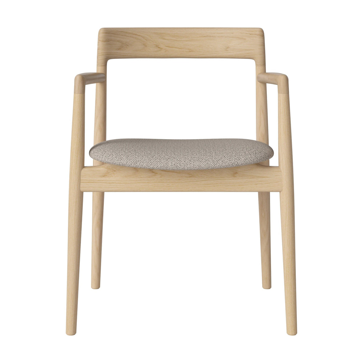 Bolia Calma eetkamerstoel met armleuningen adria - bouclé, sand, wit gepigmenteerd geolied eiken, 02-141-01_00092