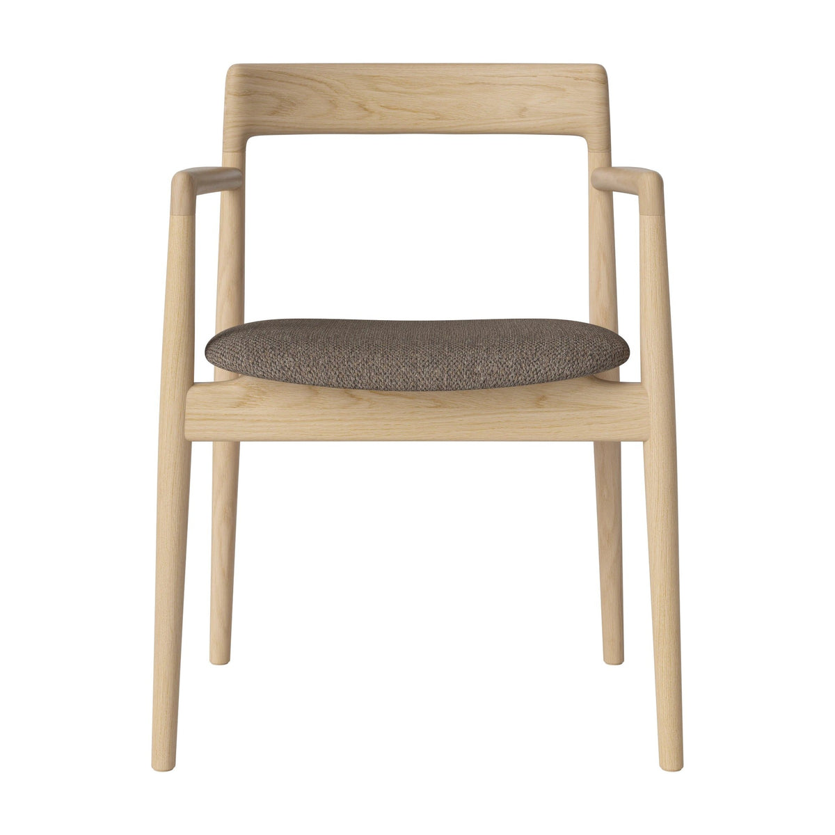 Bolia Calma eetkamerstoel met armleuningen memory - bouclé, light brown, wit gepigmenteerd geolied eiken, 02-141-01_00095