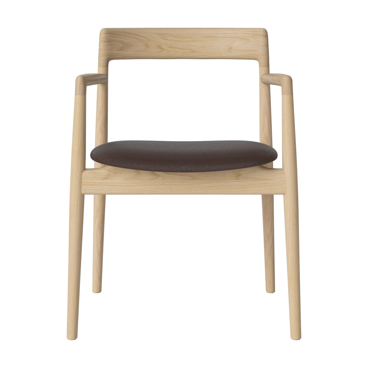 Bolia Calma eetkamerstoel met armleuningen quattro - leer, brown, wit gepigmenteerd geolied eiken, 02-141-01_00122