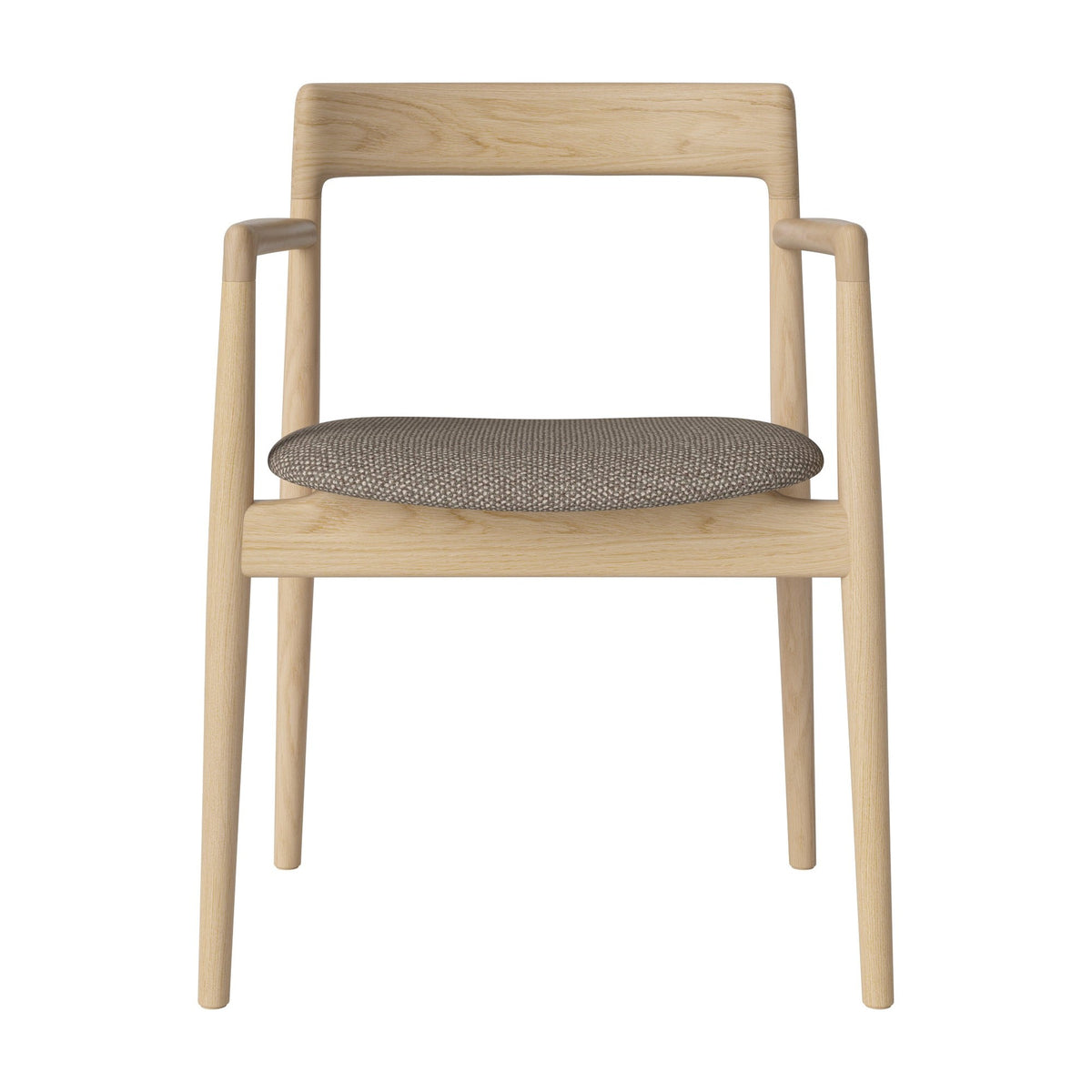 Bolia Calma eetkamerstoel met armleuningen monza - bouclé, light brown, wit gepigmenteerd geolied eiken, 02-141-01_00134