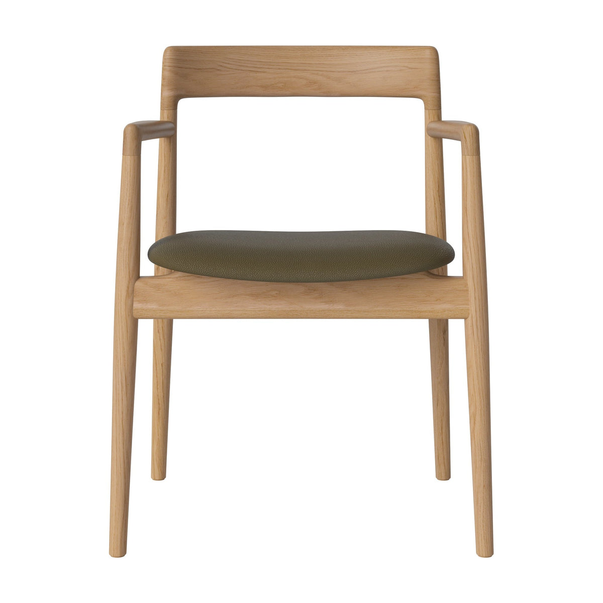 Bolia Calma eetkamerstoel met armleuningen quattro - leer, green, geolied eiken, 02-141-01_00136