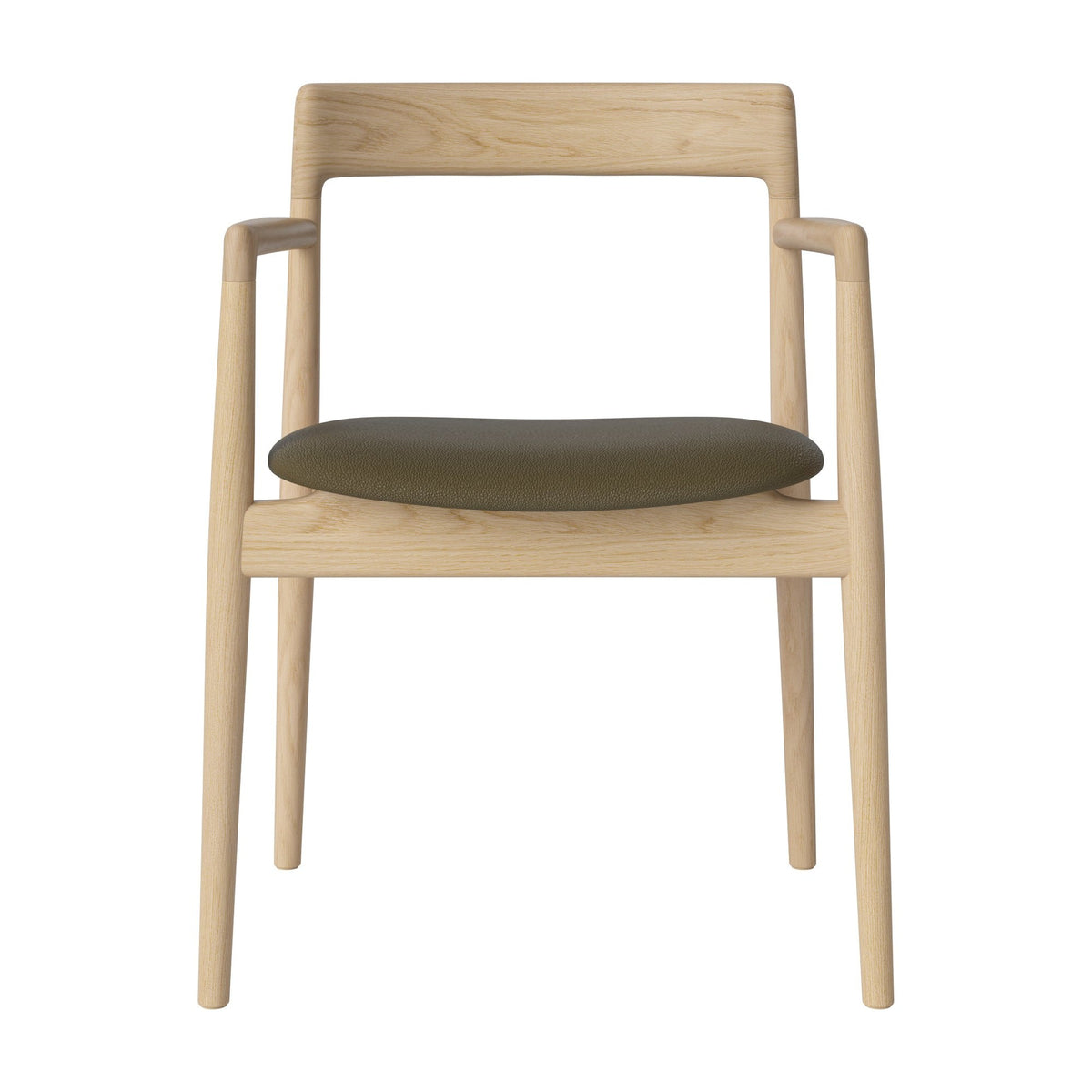 Bolia Calma eetkamerstoel met armleuningen quattro - leer, green, wit gepigmenteerd geolied eiken, 02-141-01_00137