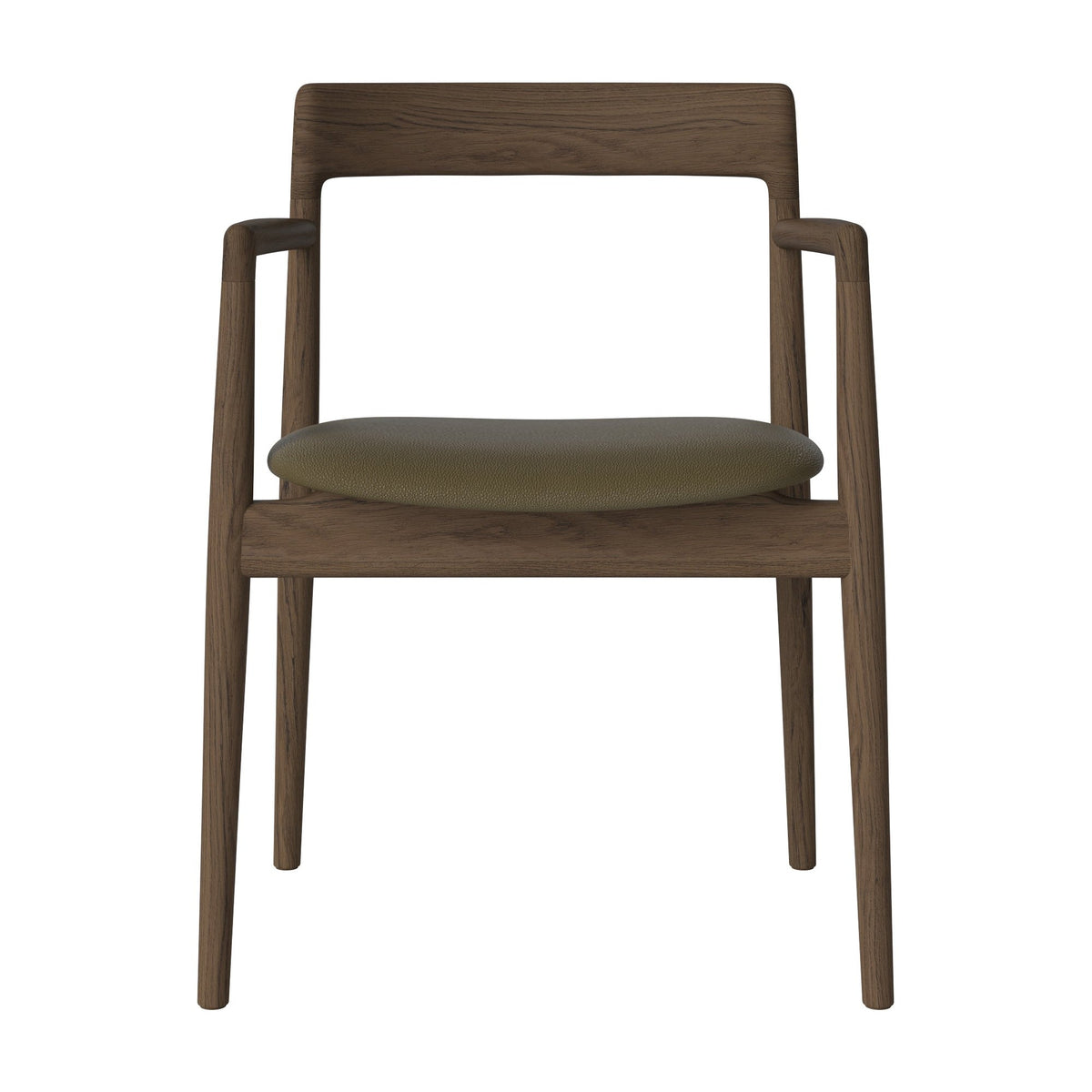 Bolia Calma eetkamerstoel met armleuningen quattro - leer, green, donker geolied eiken, 02-141-01_00140