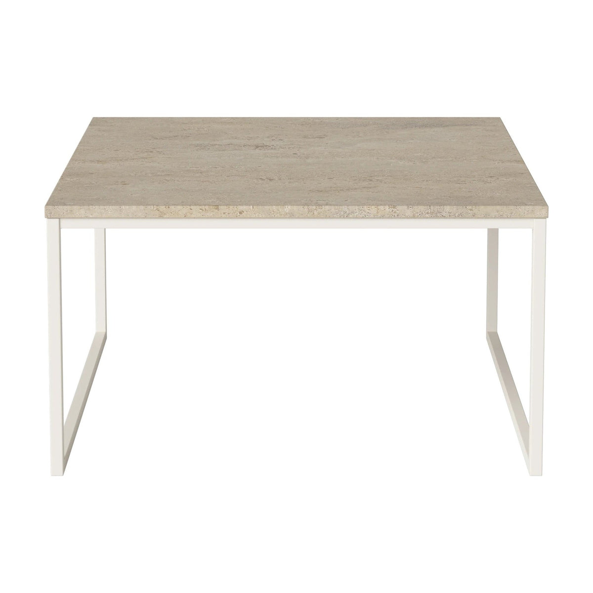 Bolia Como salontafel 60x60 cm zandkleurig travertijn, crèmegelakt staal, 32 cm, 03-061-05_00013