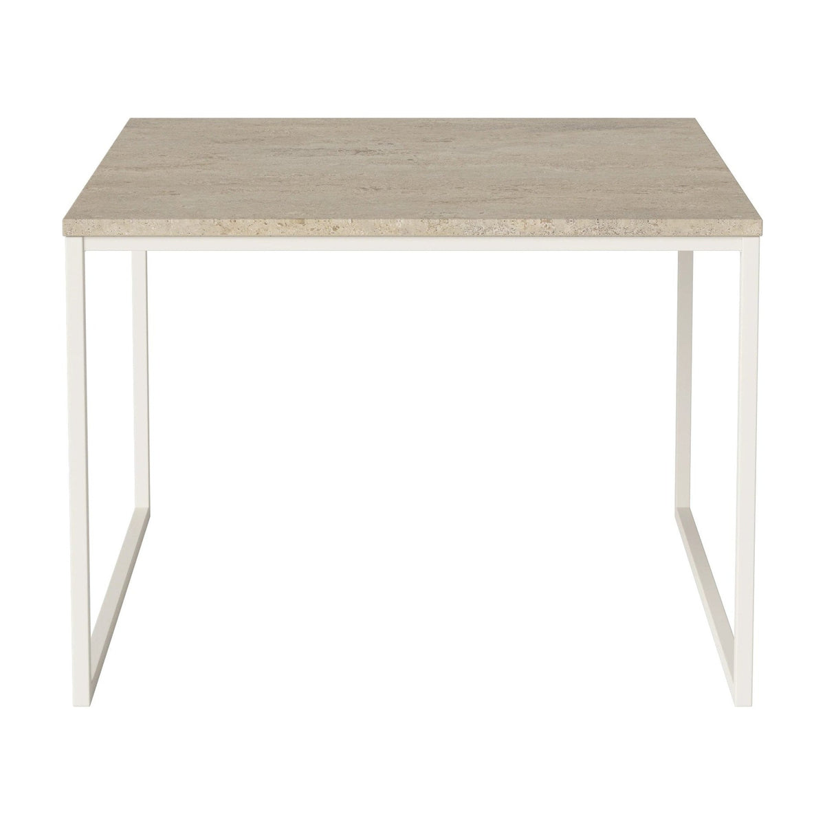Bolia Como salontafel 60x60 cm zandkleurig travertijn, crèmegelakt staal, 42 cm, 03-061-05_00051