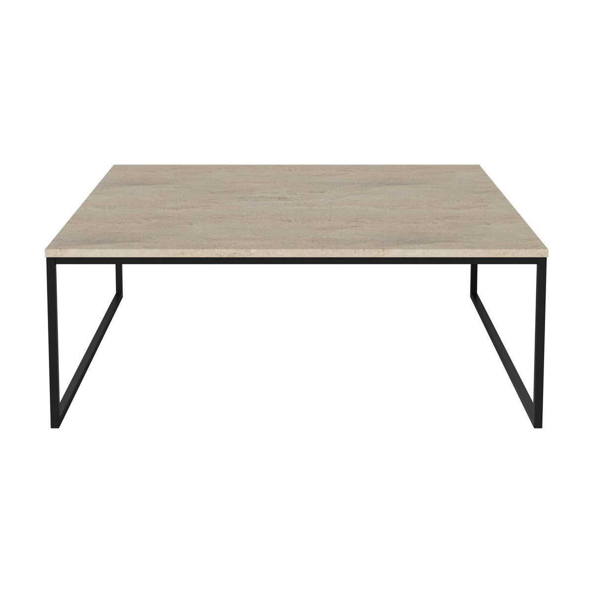 Bolia Como salontafel 90x90 cm zandkleurig travertijn, zwartgelakt staal, 32 cm, 03-061-10_00036