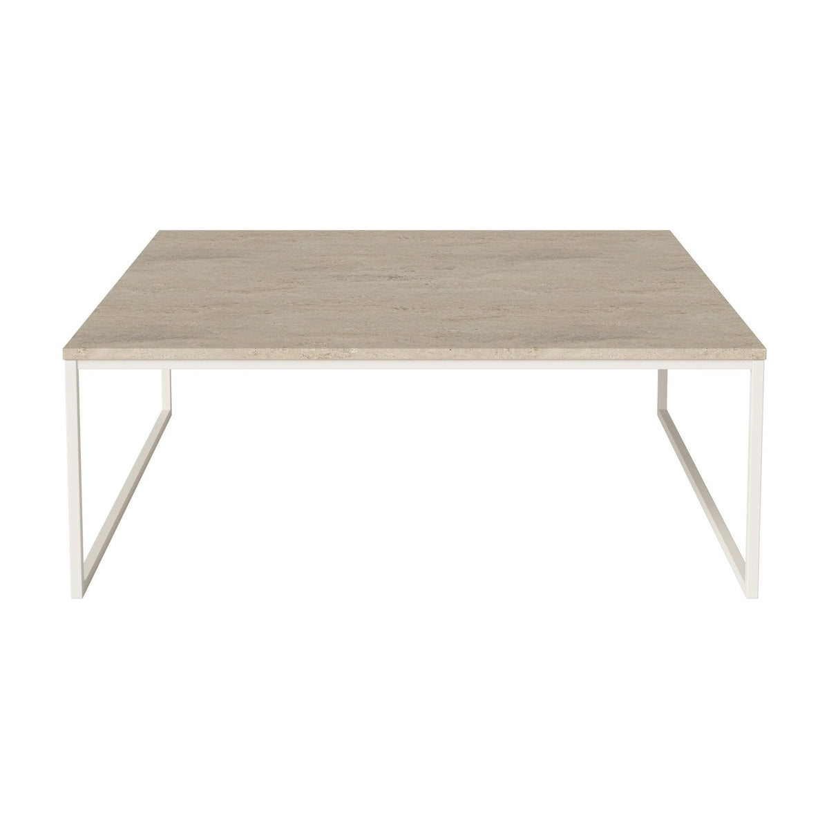 Bolia Como salontafel 90x90 cm zandkleurig travertijn, crèmegelakt staal, 32 cm, 03-061-10_00038