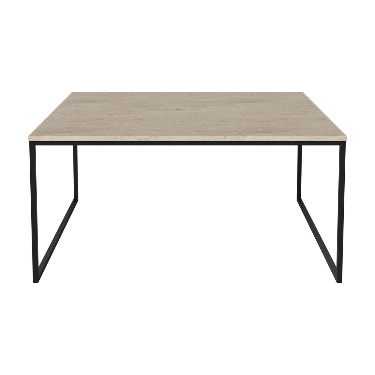 Bolia Como salontafel 90x90 cm zandkleurig travertijn, zwartgelakt staal, 42 cm, 03-061-10_00074