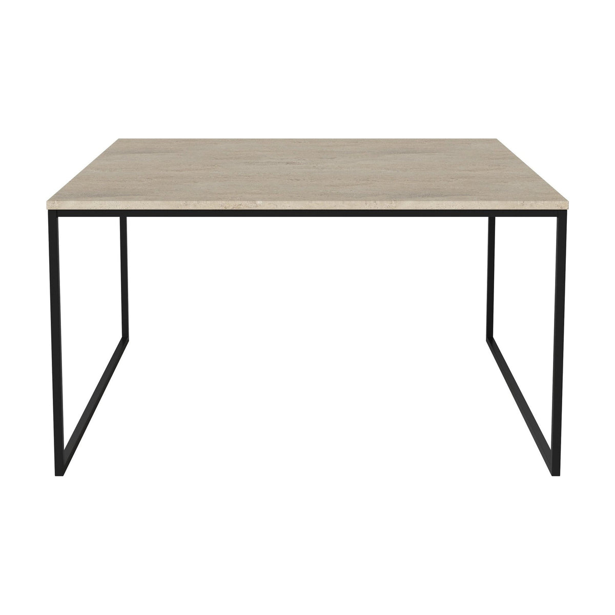 Bolia Como salontafel 90x90 cm zandkleurig travertijn, zwartgelakt staal, 48 cm, 03-061-10_00112