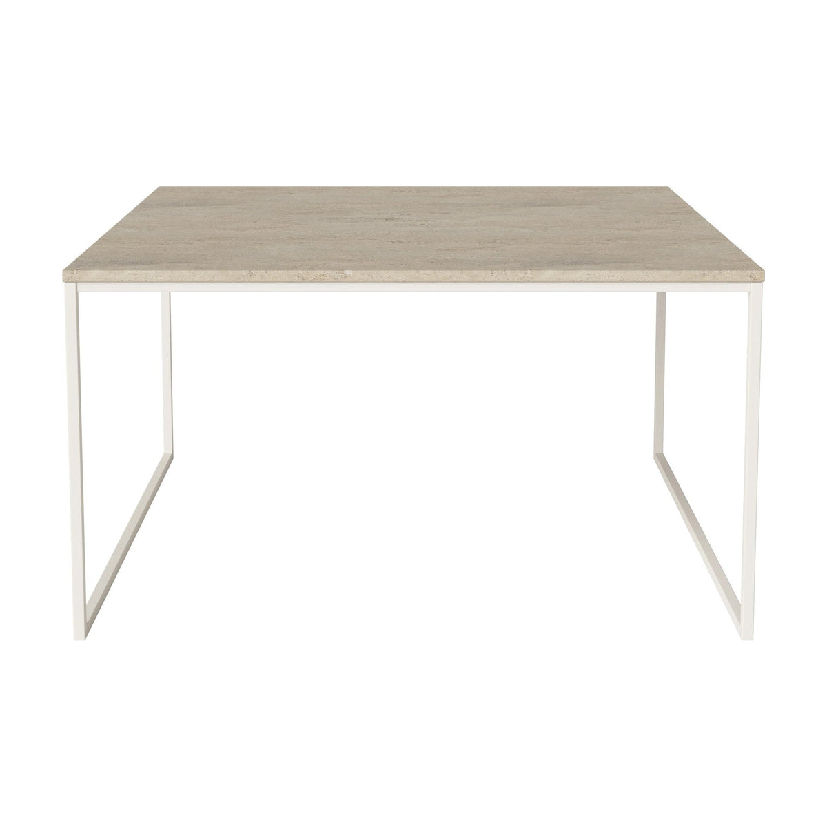 Bolia Como salontafel 90x90 cm zandkleurig travertijn, crèmegelakt staal, 48 cm, 03-061-10_00114