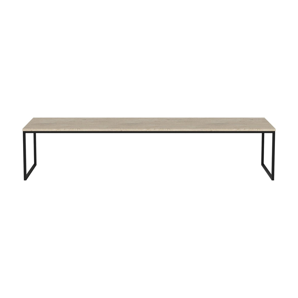 Bolia Como salontafel 160x44 cm zandkleurig travertijn, zwartgelakt staal, 32 cm, 03-061-25_00011