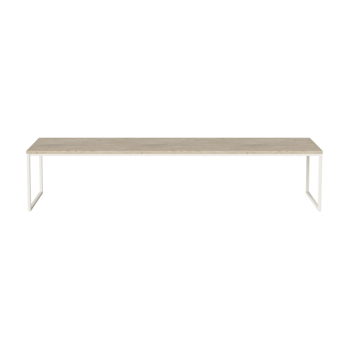 Bolia Como salontafel 160x44 cm zandkleurig travertijn, crèmegelakt staal, 32 cm, 03-061-25_00013