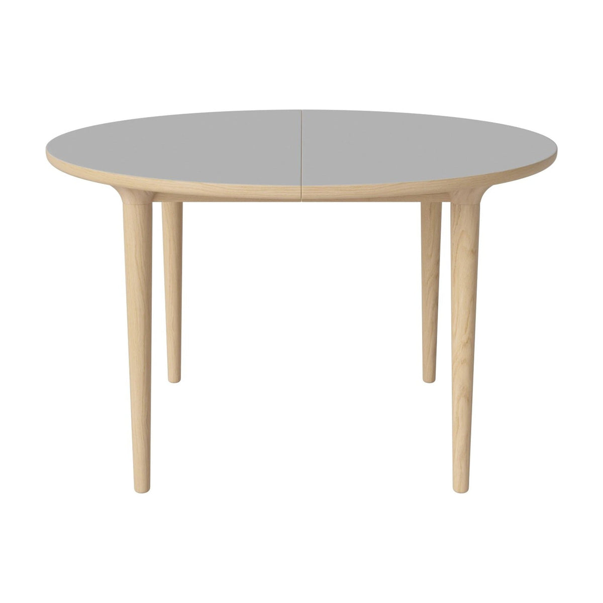 Bolia Yacht ronde eettafel Ø122 cm lichtgrijs fenix-laminaat, wit gepigmenteerd geolied eiken, conische poten, 03-096-07_00008