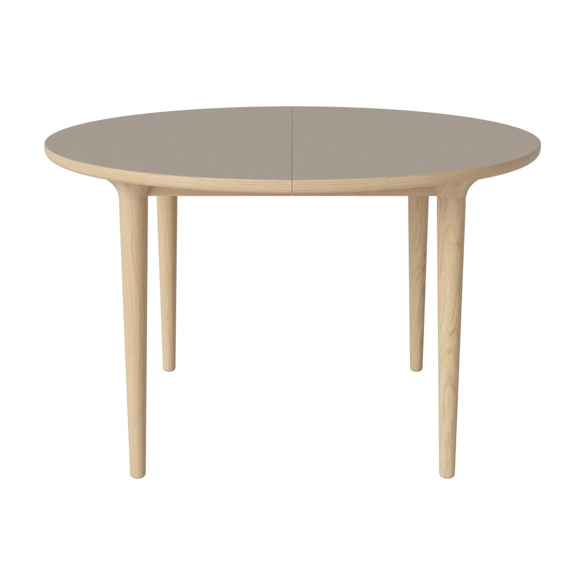 Bolia Yacht ronde eettafel Ø122 cm grijsbruin fenix-laminaat, wit gepigmenteerd geolied eiken, conische poten, 03-096-07_00012
