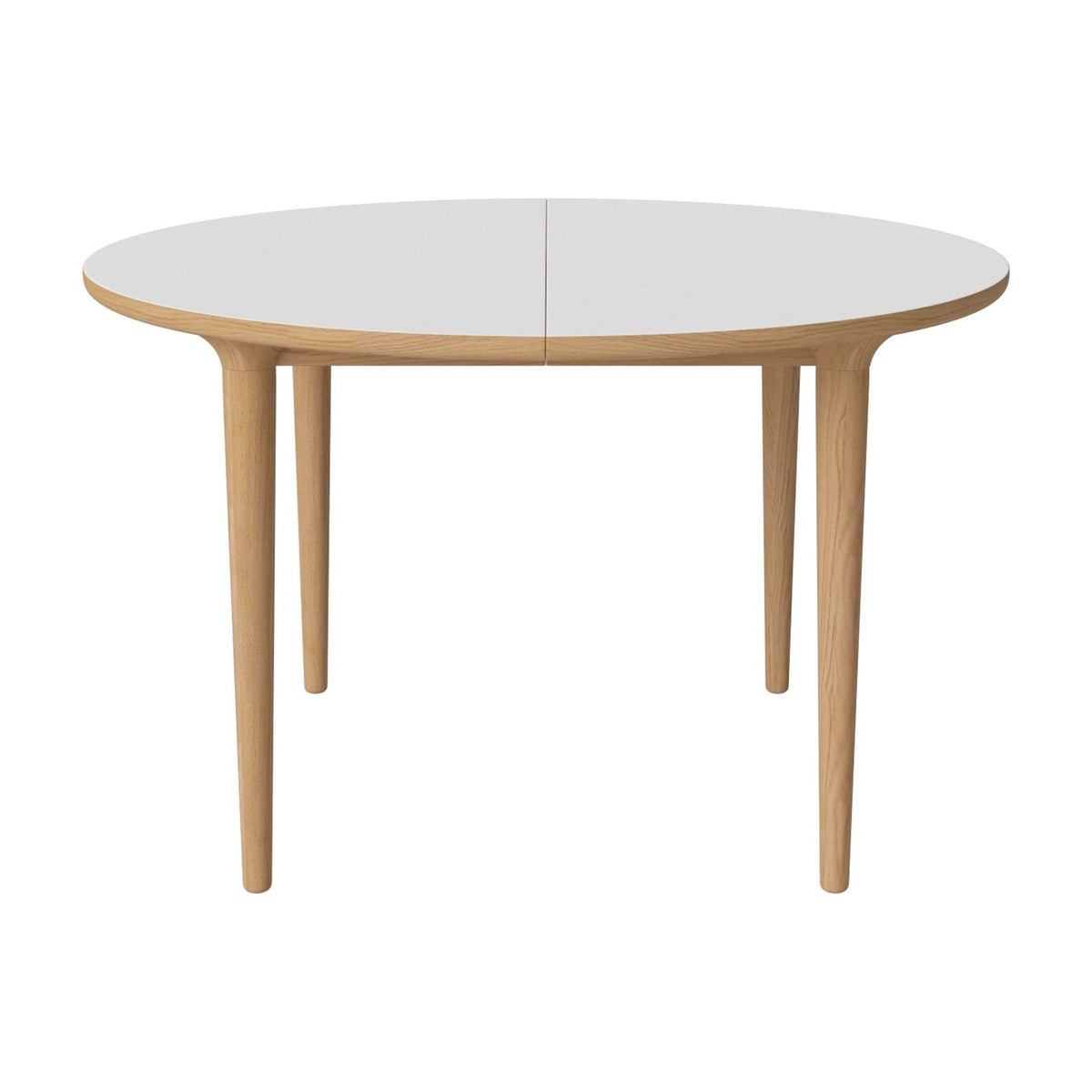 Bolia Yacht ronde eettafel Ø122 cm wit laminaat, geolied eiken, conische poten, 03-096-07_10556442
