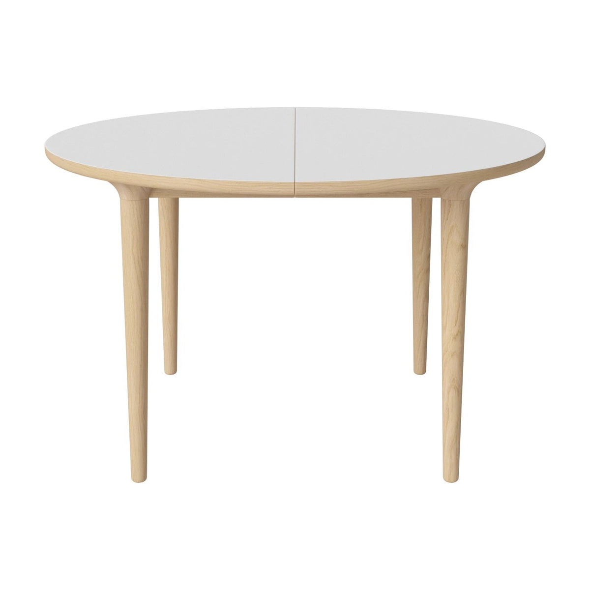 Bolia Yacht ronde eettafel Ø122 cm wit laminaat, wit gepigmenteerd geolied eiken, conische poten, 03-096-07_10556448