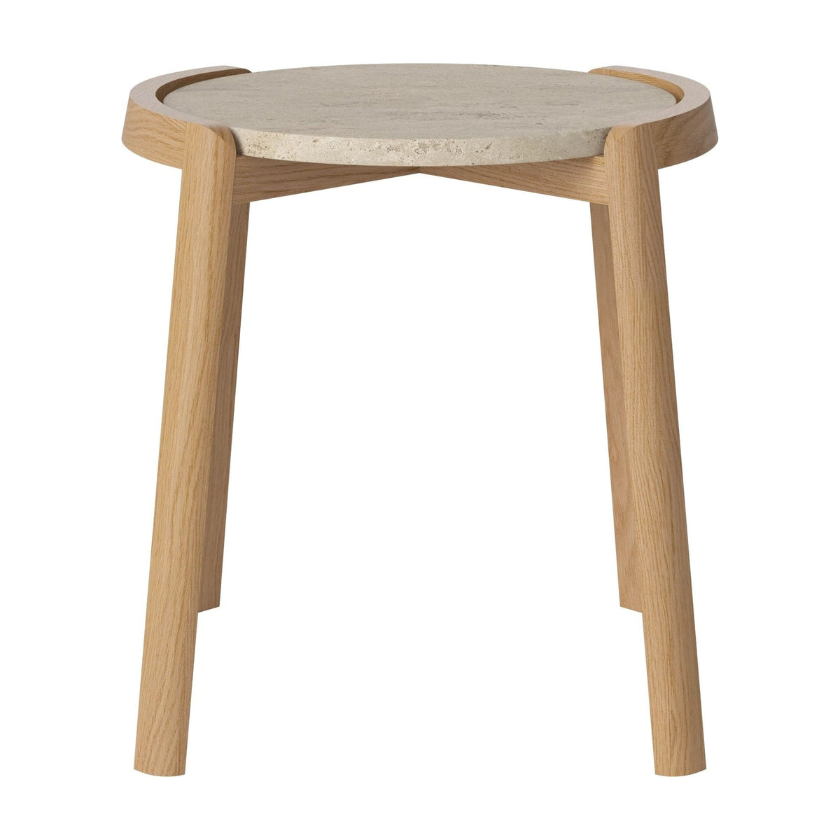 Bolia Mix salontafel Ø45 cm zandkleurig travertijn, geolied eiken, 48 cm, 03-097-01_00001