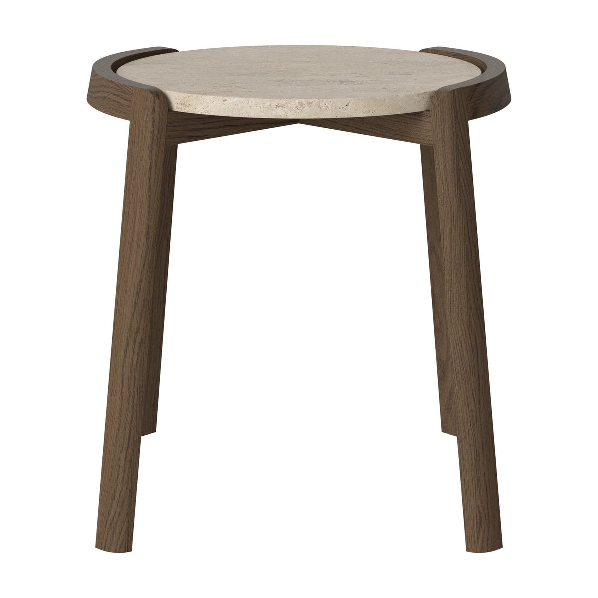 Bolia Mix salontafel Ø45 cm zandkleurig travertijn, donker geolied eiken, 48 cm, 03-097-01_00003