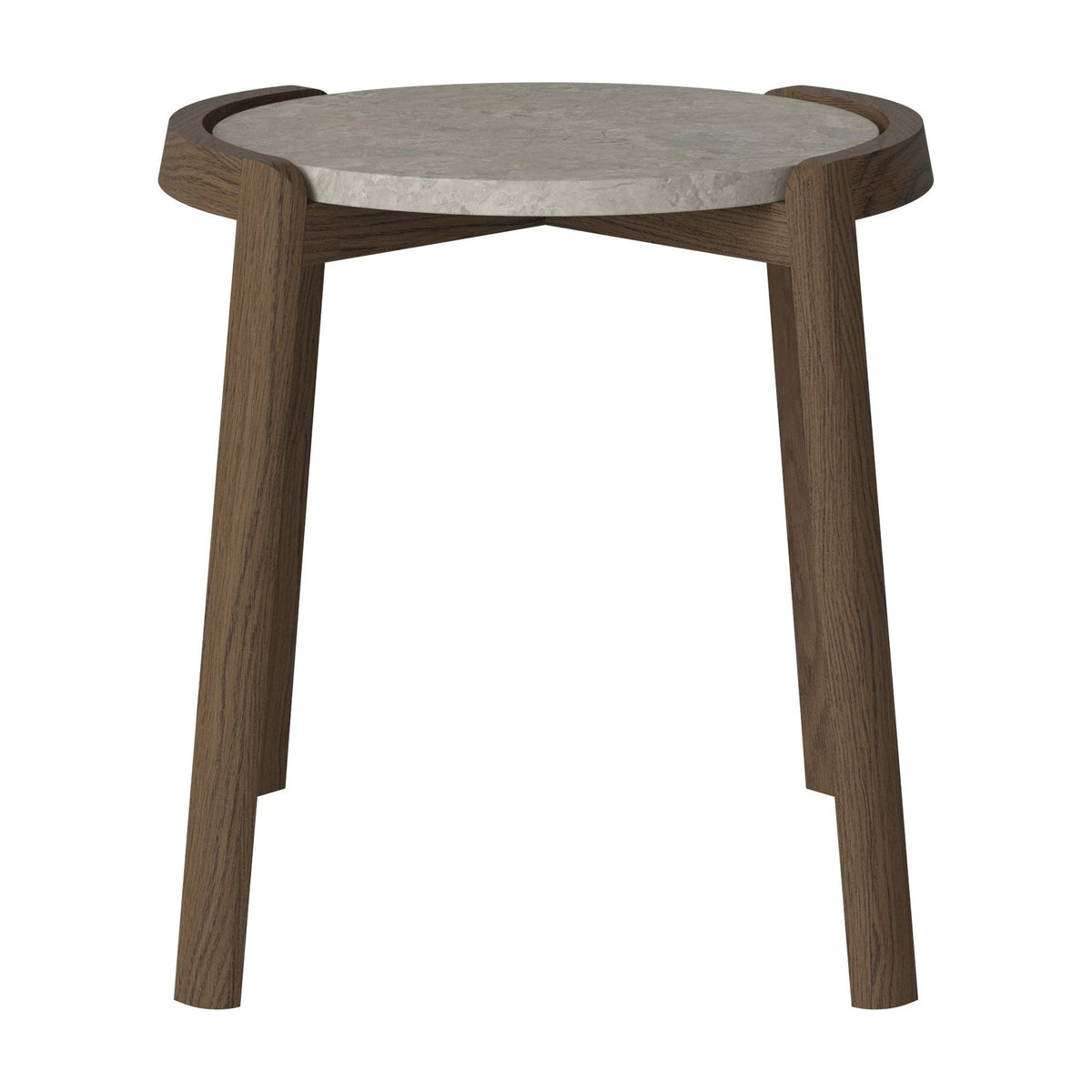 Bolia Mix salontafel Ø45 cm grigio bottarga marmer, donker geolied eiken, 48 cm, 03-097-01_00010