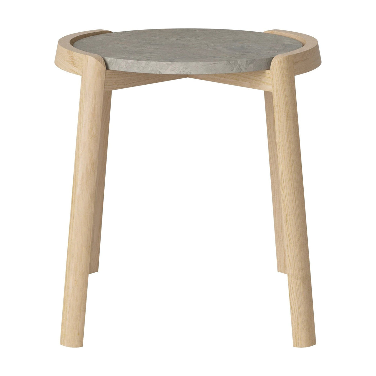 Bolia Mix salontafel Ø45 cm grigio bottarga marmer, wit gepigmenteerd geolied eiken, 48 cm, 03-097-01_00012