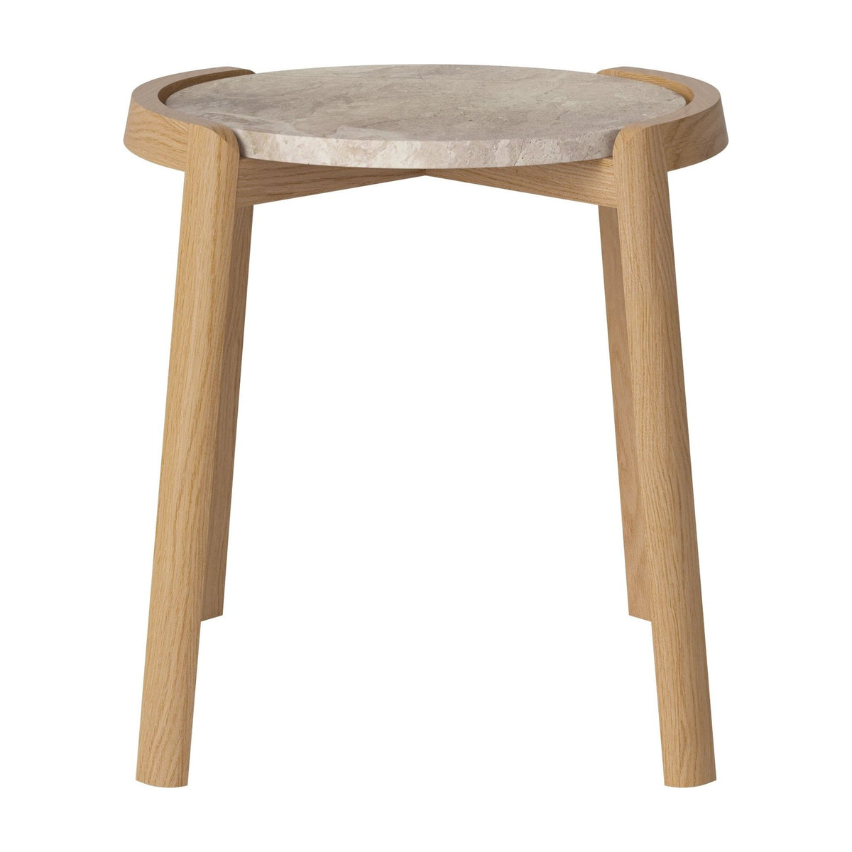 Bolia Mix salontafel Ø45 cm beige marmer, geolied eiken, 48 cm, 03-097-01_00015